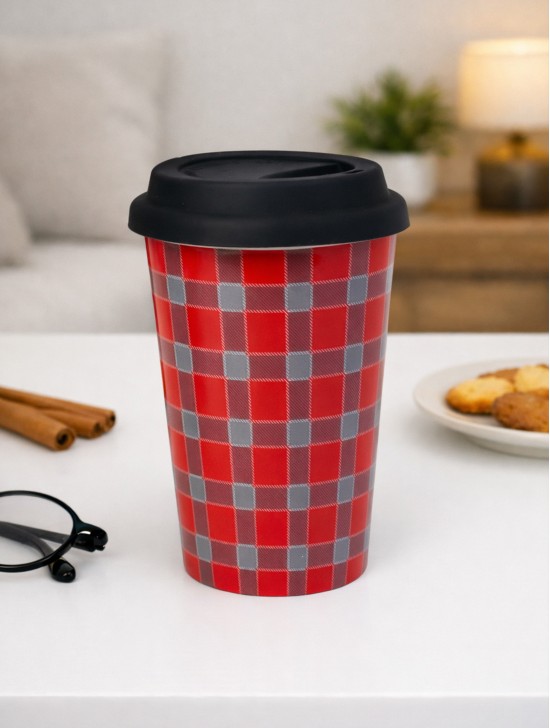Plaid Fine Porcelain Coffee Mug With Gift Box